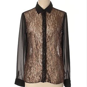light bronze and black lace blouse